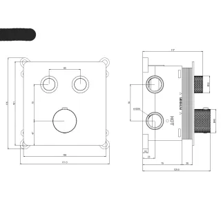 Встраиваемый смеситель-термостат на 2 источника AQUAme AQM8811BG с регулировкой напора золото брашированное