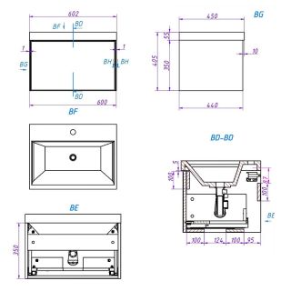 Тумба под раковину La Fenice Simpla FNC-01-SIM-BG-60 Синяя матовая 60 см Тумба под раковину La Fenice Simpla FNC-01-SIM-BG-60 Синяя матовая 60 см