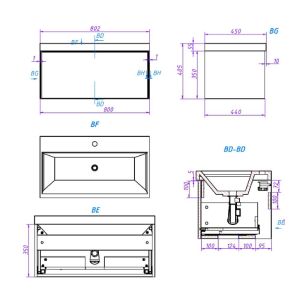 Тумба под раковину La Fenice Simpla FNC-01-SIM-BG-80Синяя матовая 80 см