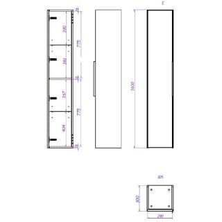 Шкаф-пенал La Fenice Simpla FNC-05-SIM-C-30 подвесной Бежевый матовый 30 см Шкаф-пенал La Fenice Simpla FNC-05-SIM-C-30 подвесной Бежевый матовый 30 см