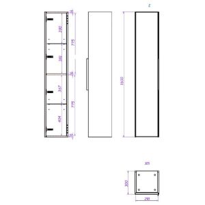 Шкаф-пенал La Fenice Simpla FNC-05-SIM-G-30 подвесной Серо-зеленый 30 см