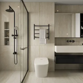 Полотенцесушитель электрический AQUAme AQM3124MB 47x47 см c терморегулятором чёрный матовый