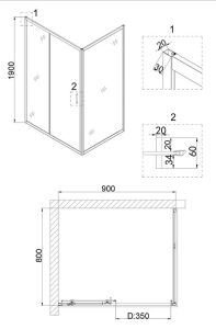 Душевой уголок Niagara NG-62-9A-A80 90x80см хром/прозрачное