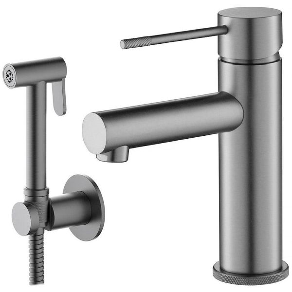 Смеситель для раковины с гигиеническим душем Timo Saona 2360/18G чёрное золото