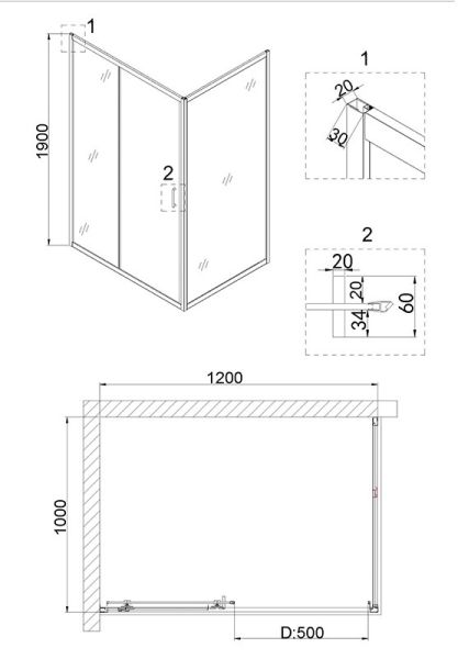 Душевой уголок Niagara NG-62-12A-A100 120x100см хром/прозрачное