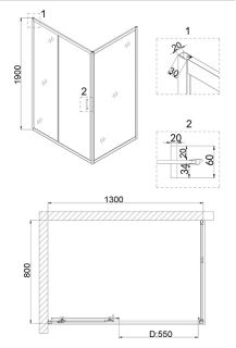 Душевой уголок Niagara NG-62-13A-A80 130x80см хром/прозрачное