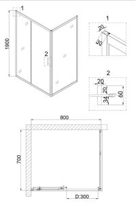 Душевой уголок Niagara NG-82-8AB-A70B 80x70см чёрный/прозрачное