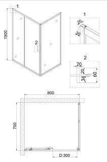 Душевой уголок Niagara NG-82-8AB-A70B 80x70см чёрный/прозрачное