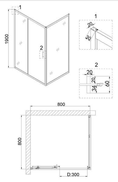 Душевой уголок Niagara NG-82-8AB-A80B 80x80см чёрный/прозрачное
