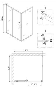 Душевой уголок Niagara NG-82-8AB-A90B 80x90см чёрный/прозрачное