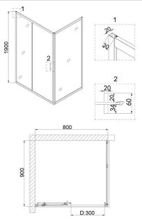 Душевой уголок Niagara NG-82-8AB-A90B 80x90см чёрный/прозрачное