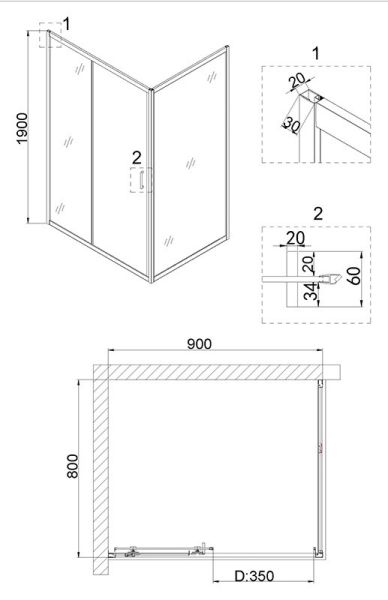 Душевой уголок Niagara NG-82-9AB-A80B 90x80см чёрный/прозрачное