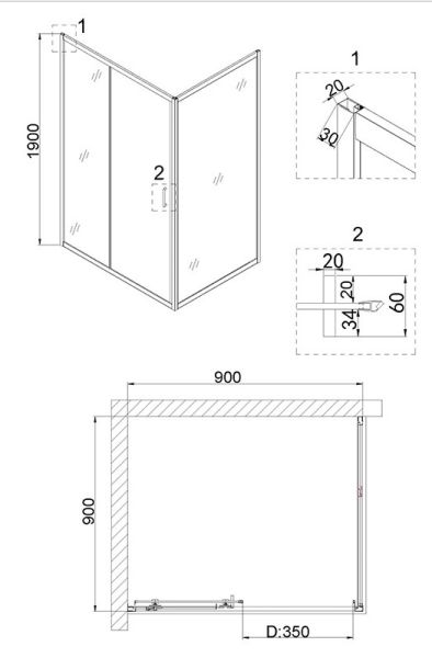 Душевой уголок Niagara NG-82-9AB-A90B 90x90см чёрный/прозрачное