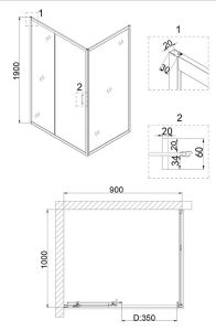 Душевой уголок Niagara NG-82-9AB-A100B 90x100см чёрный/прозрачное