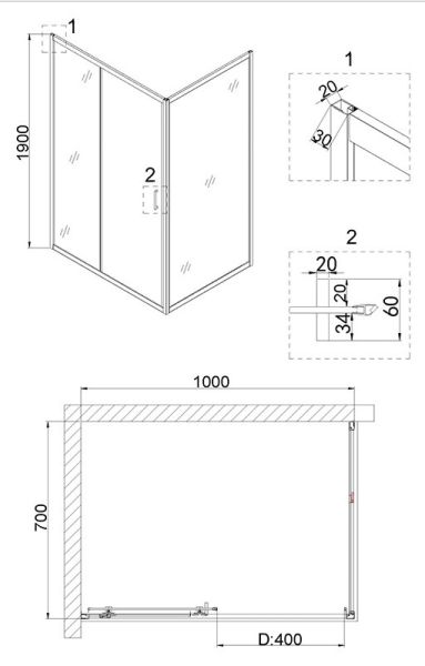 Душевой уголок Niagara NG-82-10AB-A70B 100x70см чёрный/прозрачное