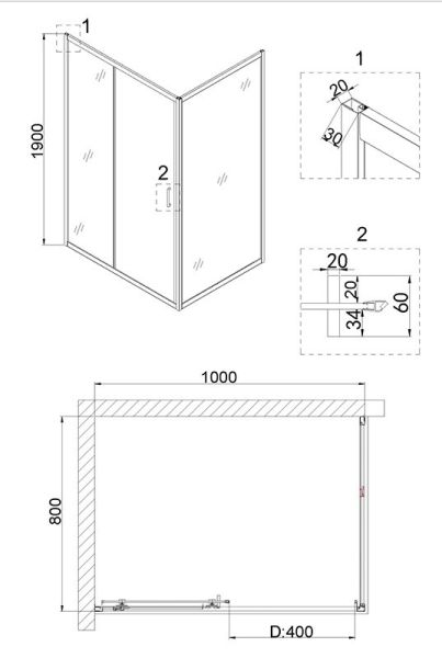 Душевой уголок Niagara NG-82-10AB-A80B 100x80см чёрный/прозрачное