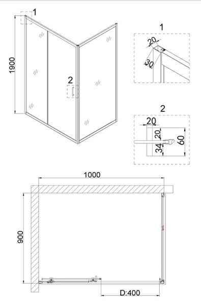 Душевой уголок Niagara NG-82-10AB-A90B 100x90см чёрный/прозрачное