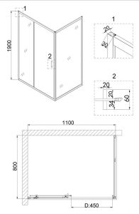 Душевой уголок Niagara NG-82-11AB-A80B 110x80см чёрный/прозрачное