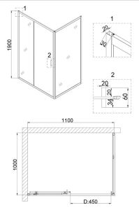 Душевой уголок Niagara NG-82-11AB-A100B 110x100см чёрный/прозрачное