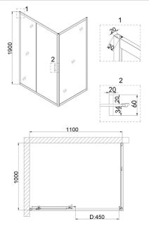 Душевой уголок Niagara NG-82-11AB-A100B 110x100см чёрный/прозрачное