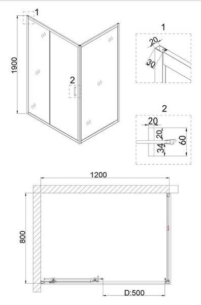 Душевой уголок Niagara NG-82-12AB-A80B 120x80см чёрный/прозрачное