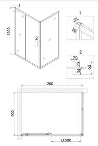 Душевой уголок Niagara NG-82-12AB-A90B 120x90см чёрный/прозрачное