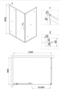 Душевой уголок Niagara NG-82-12AB-A90B 120x90см чёрный/прозрачное