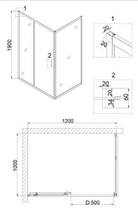 Душевой уголок Niagara NG-82-12AB-A100B 120x100см чёрный/прозрачное
