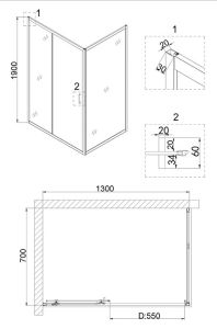 Душевой уголок Niagara NG-82-13AB-A70B 130x70см чёрный/прозрачное