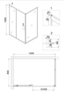 Душевой уголок Niagara NG-82-13AB-A80B 130x80см чёрный/прозрачное