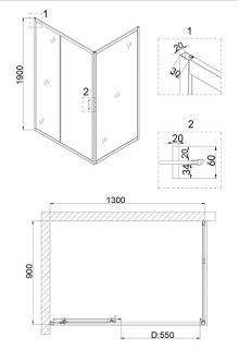Душевой уголок Niagara NG-82-13AB-A90B 130x90см чёрный/прозрачное