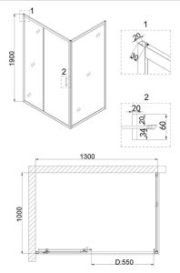 Душевой уголок Niagara NG-82-13AB-A100B 130x100см чёрный/прозрачное