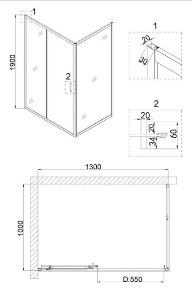 Душевой уголок Niagara NG-82-13AB-A100B 130x100см чёрный/прозрачное