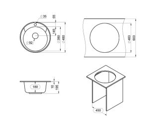 Мойка кухонная Granula Standart 4802, ГРАФИТ Мойка кухонная Granula Standart 4802, ГРАФИТ