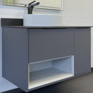 Тумба с раковиной Comforty Джанкой 00-00013694 90 см Антрацит Тумба с раковиной Comforty Джанкой 00-00013694 90 см Антрацит