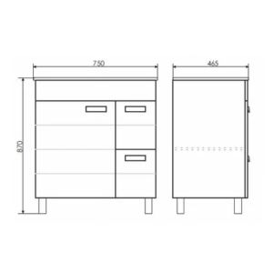 Тумба с раковиной Comforty Марио 00-00016096 75 см Дуб дымчатый