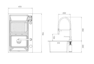 Многофункциональная мойка для кухни Gappo GS7547-15 сатин