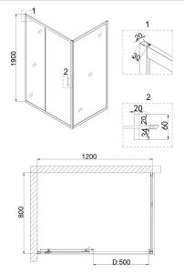 Душевой уголок Niagara NG-42-12AG-A80G 120x80см золото/прозрачное