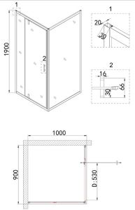 Душевой уголок Niagara NG-43-9AG-A100G 90x100см золото/прозрачное