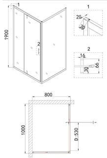 Душевой уголок Niagara NG-43-10AG-A80G 100x80см золото/прозрачное