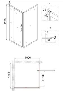 Душевой уголок Niagara NG-43-10AG-A100G 100x100см золото/прозрачное