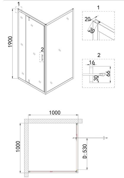 Душевой уголок Niagara NG-43-10AG-A100G 100x100см золото/прозрачное
