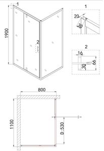 Душевой уголок Niagara NG-43-11AG-A80G 110x80см золото/прозрачное