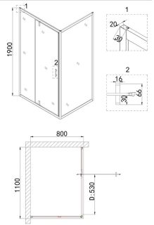 Душевой уголок Niagara NG-43-11AG-A80G 110x80см золото/прозрачное