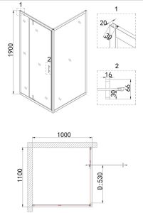 Душевой уголок Niagara NG-43-11AG-A100G 110x100см золото/прозрачное