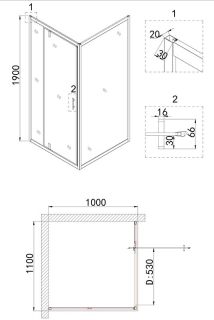 Душевой уголок Niagara NG-43-11AG-A100G 110x100см золото/прозрачное