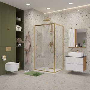 Душевой уголок Niagara -43-12AG-A90G 120x90см золото/прозрачное