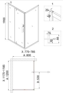 Душевой уголок Niagara NG-43-12AG-A80G 120x80см золото/прозрачное