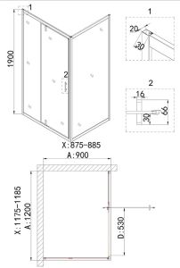 Душевой уголок Niagara -43-12AG-A90G 120x90см золото/прозрачное