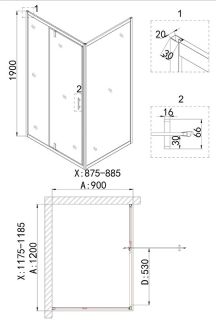 Душевой уголок Niagara -43-12AG-A90G 120x90см золото/прозрачное